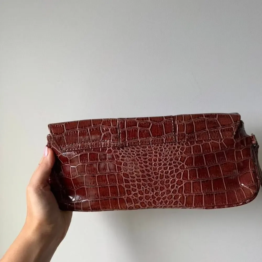Giannini brown faux croc clutch